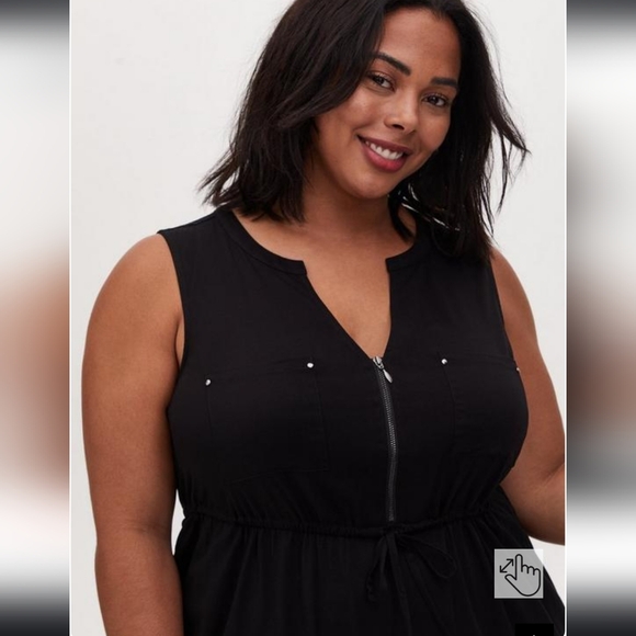 GREY - Mini Challis Zip-Front Shirt Dress - Picture 2 of 5